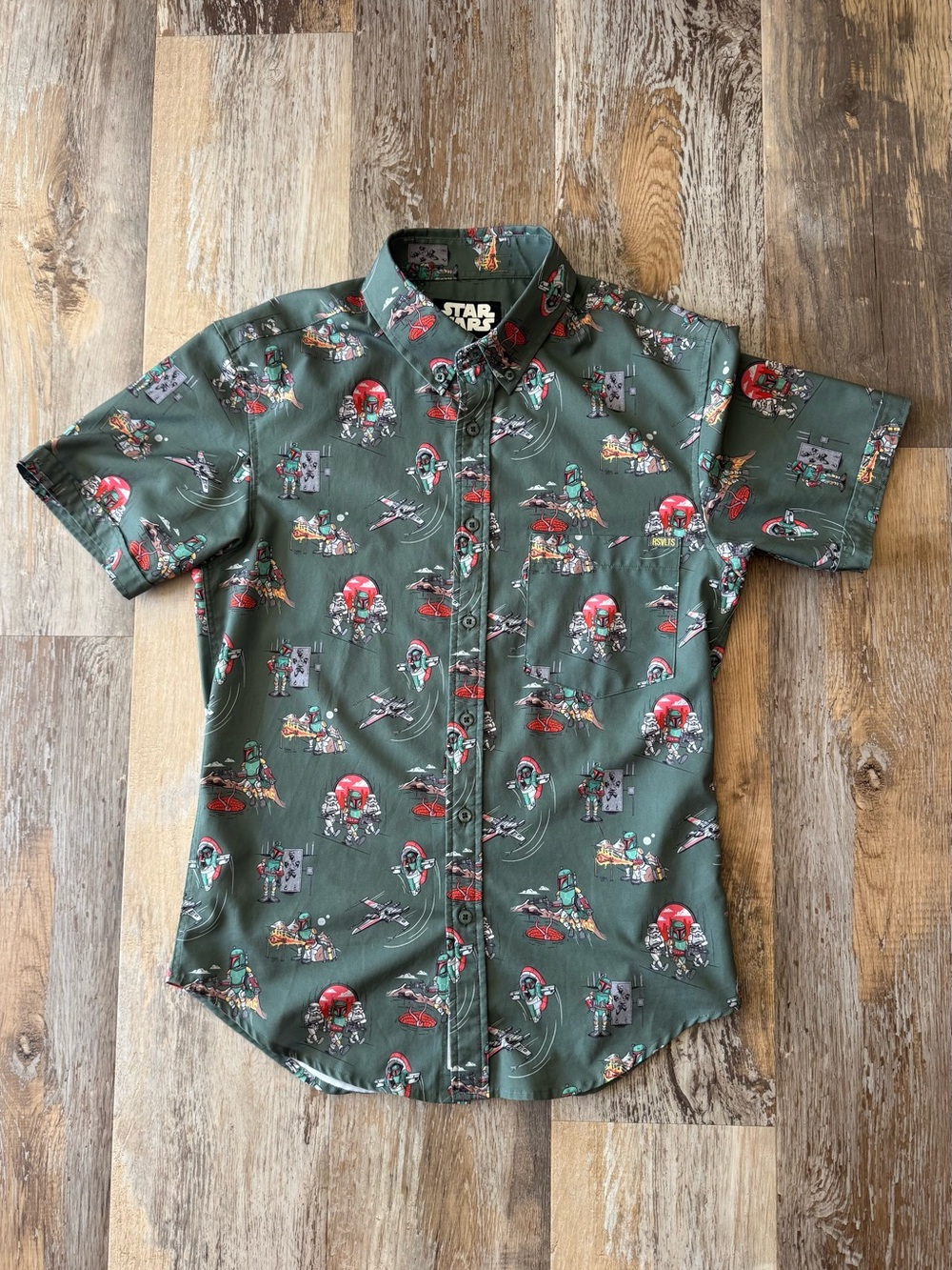RSVLTS Star Wars Boba Fett A Bounty’s Day Kunuflex Button Down Shirt Men’s XS